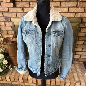 H&M L.O.G.G. Fleece Lined Denim Jacket Size 4
